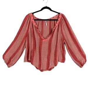 Free People Stripe Against All Odds Long Sleeves Top Size Medium
